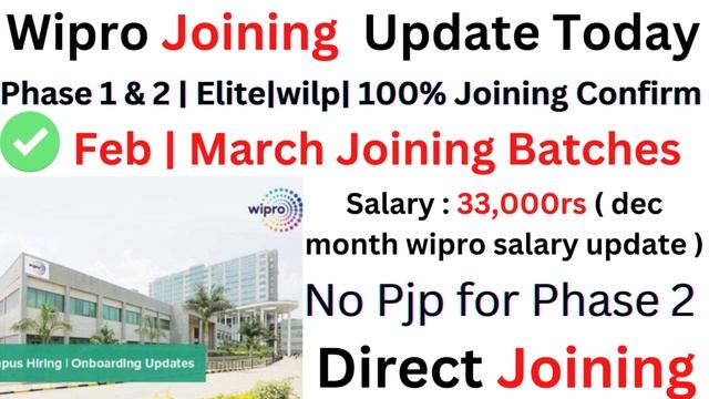 WIPRO Joining Update Batch| WIPRO Elite phase 1 & phase2 onboarding update 100% Joining Confirm|33 смотреть онлайн