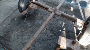 Переделка прицепа к мотоблоку, ставлю балку с тормозными колодками