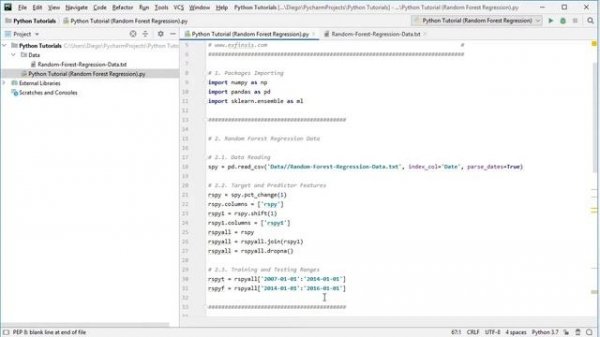 Python Tutorial. Random Forest Regression