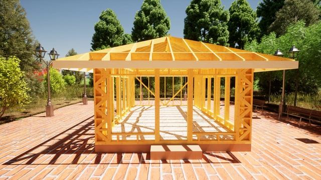 Каркасная утепленная беседка 7 5 на 5 метров своими руками// обзор проекта беседки смотреть онлайн