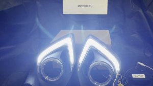 Обзор на ДХО для Mitsubishi ASX 2012-16  Вариант 3 с поворотниками COB полоса