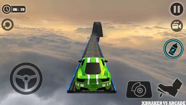 Impossible Car Tracks 3D: Green Car Driving Amazing Stunts Map Levels 13 to 14 - Android GamePlay смотреть онлайн