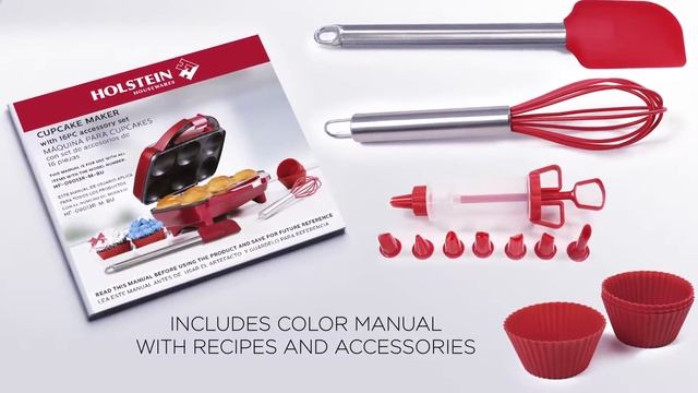 HF-09013R-M-BU- Cupcake Maker with 16PC Accessories- Holstein Housewares смотреть онлайн