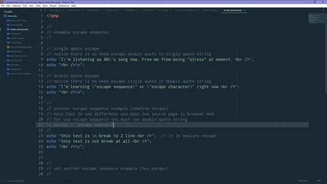 Learn PHP - Part 13 | Escape Sequence смотреть онлайн