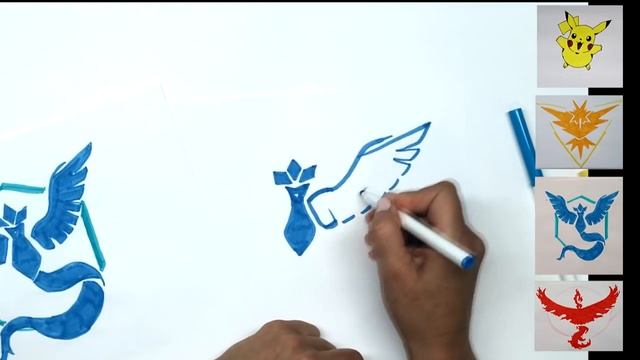How to Draw Pokemon Go Team Mystic Emblem Logo Step by Step смотреть онлайн