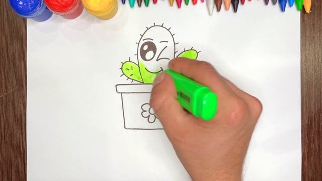 how to draw a Cactus step by step easy | как нарисовать кактус пошагово и легко смотреть онлайн