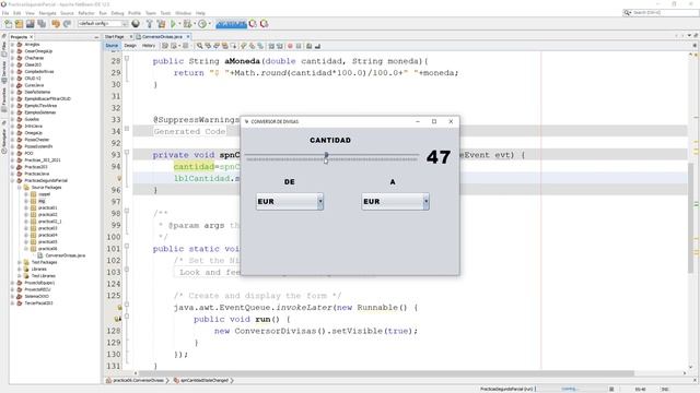 ✅ Ejercicio Conversor de DIVISAS EUR, USD y MXN con JComboBox JSlider y JLabel en Java NetBeans смотреть онлайн