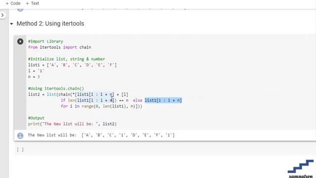 How to insert value after each k letters in given list of string-using itertools смотреть онлайн