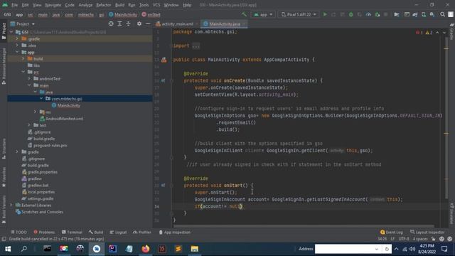 Login App in Android Studio oauth2 with Google смотреть онлайн