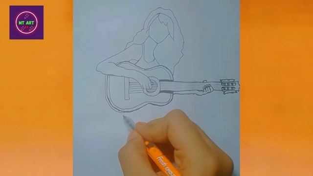 A Girl Playing Guitar-Pencil Sketch Tutorial For Beginners/How To draw A Girl With Guitar/MT ART 24 смотреть онлайн