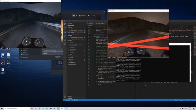 GTA V self-driving, OpenCV смотреть онлайн