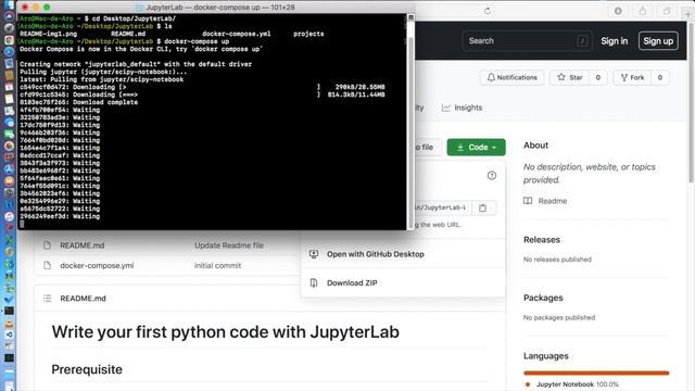 First python code with JupyterLab in a docker смотреть онлайн