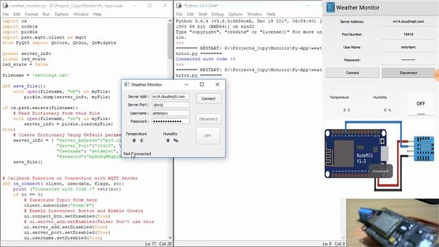 Measure Temperature and Humidity using NodeMCU and Display on PC Using Python | MQTT смотреть онлайн
