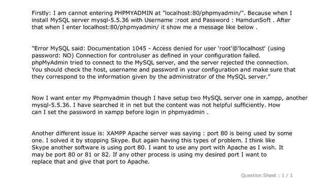 MySQL : XAMPP MySQL password setting (Can not enter in PHPMYADMIN) смотреть онлайн