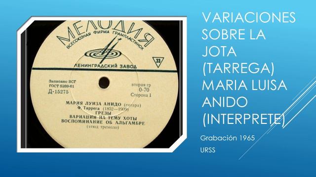 Variaciones sobre la jota (Tárrega?) interpretada por Maria Luisa Anido 1965 смотреть онлайн
