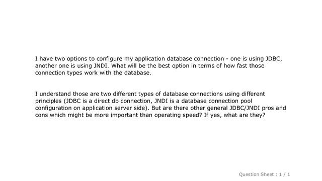 MySQL : What is faster: JDBC or JNDI? смотреть онлайн