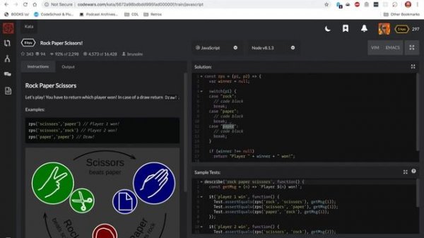 Rock Paper Scissors Kata | Codewars | 8 kyu | JavaScript | Easy Code | JS