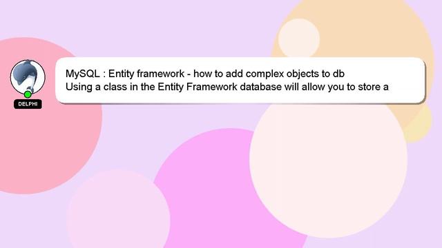 MySQL : Entity framework - how to add complex objects to db смотреть онлайн