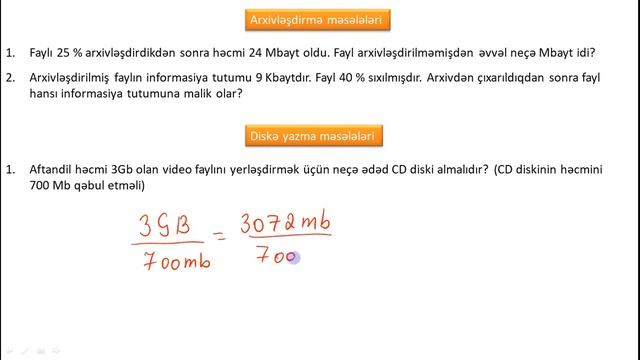 İnformatikada kitab, arxiv, sürət, simvol, səs və s. məsələlərin həlli смотреть онлайн