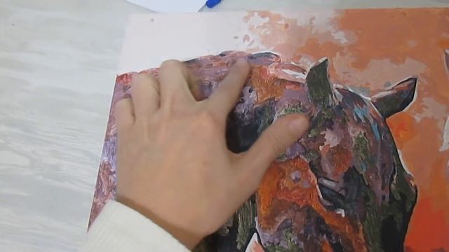 Раскраска по номерам 4: Пара лошадей Процесс раскрашивания