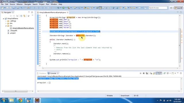 How to remove elements from the ArrayList using Iterator? | Java Collection Framework смотреть онлайн