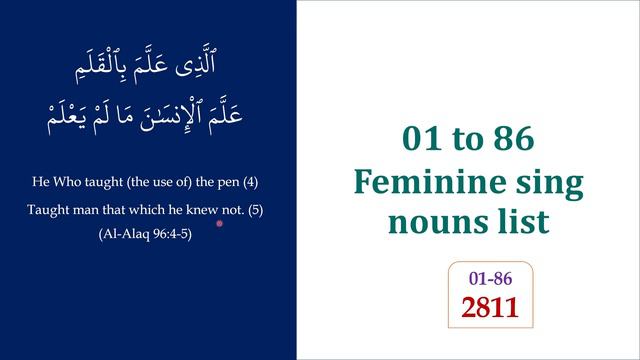 Learn the meaning of 85% words of Quran - 86 singular feminine nouns {QW-L05} Part-5 смотреть онлайн