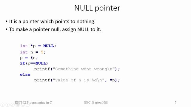 Null Pointer | Module 5 Part 1aa | KTU EST 102 Programming in C смотреть онлайн