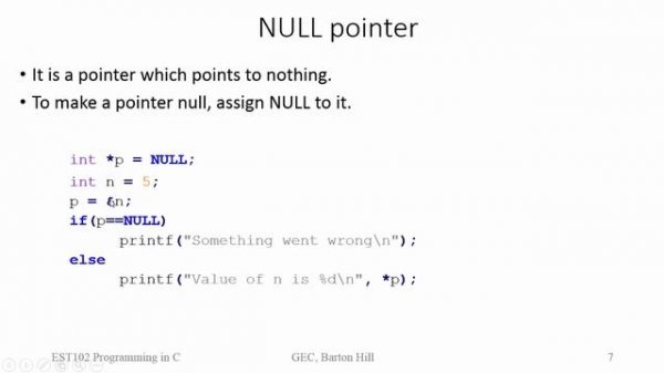 Null Pointer | Module 5 Part 1aa | KTU EST 102 Programming in C