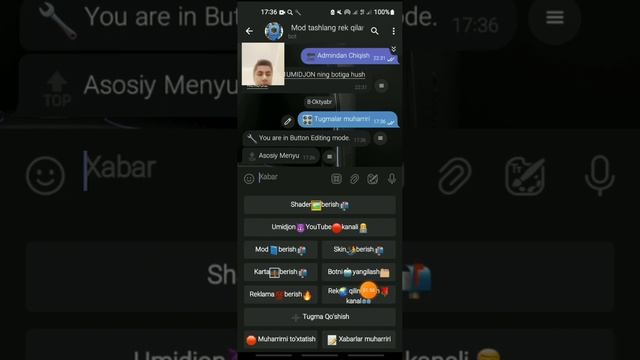 TELEGRAM UCHUN BOT YARATISH VA UNI MUKAMMALASHTIRIP ACCOUNT QILIB OLISH смотреть онлайн