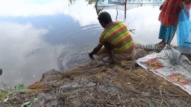 Net fishing।Traditional Cast Net Fishing in River। Fishing with a cast net (part-301) смотреть онлайн