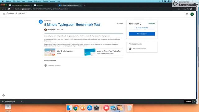 Turn in Your Typing.com Certificate in Google Classroom смотреть онлайн