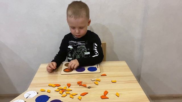 Головоломка - ДРОБИ НИКИТИНА - 3 уровень сложности- ОБЗОР  - Монтессори пазл (квадраты и круги)