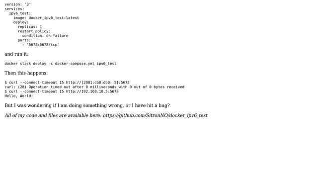 IPv6 does not work in Docker swarm? смотреть онлайн
