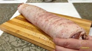 Рулет из подчерёвка в луковой шелухе - аппетитная вкусная закуска для праздничного стола