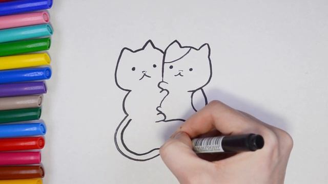 Рисуем два милых котенка. How to draw a kitten смотреть онлайн