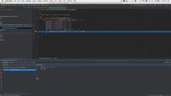 Tutorial: Practical Programmer Java (IntelliJ IDEA) - Part 7. Debugging