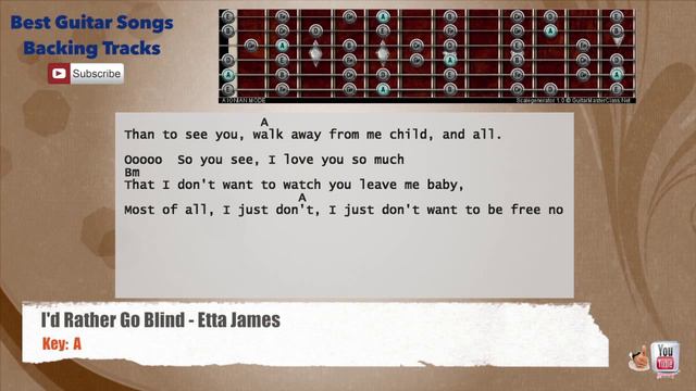 🎸 I'd Rather Go Blind - Etta James Guitar Backing Track with scale, chords and lyrics смотреть онлайн
