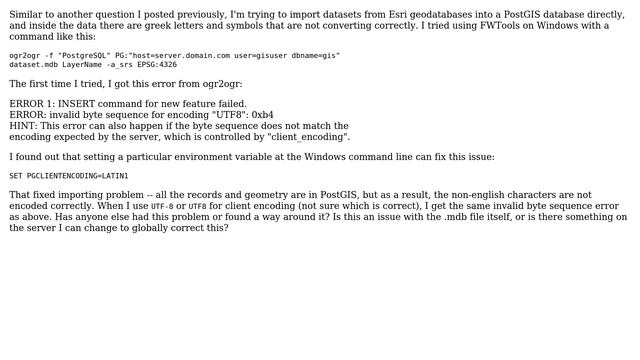 GIS: Geodatabase to PostGIS character encoding (2 Solutions!!) смотреть онлайн