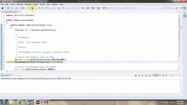 How to use getMinimum(int field) method of Java.util.calendar class? смотреть онлайн