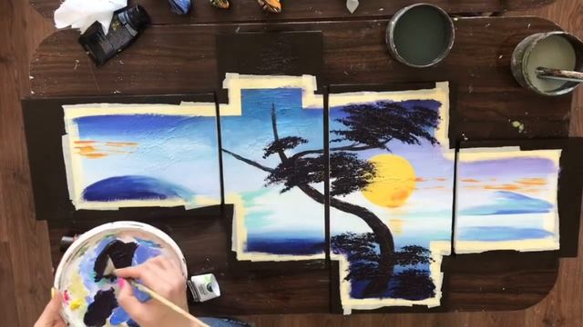 Модульная картина своими руками. Фактурные кора и крона деревьев, техника смотреть онлайн