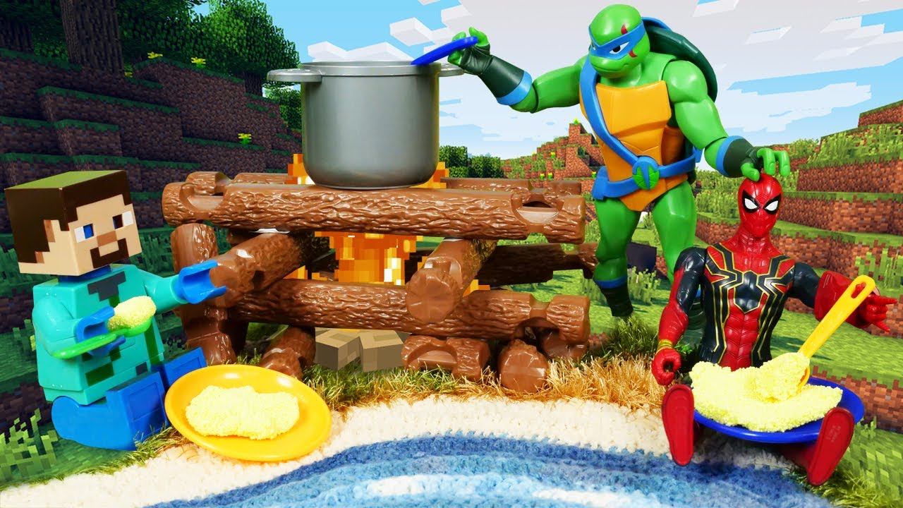 Видео игры - Пикник в лесу! Стив Майнкрафт, Спайдермен и Черепашка Ниндзя в видео для мальчиков смотреть онлайн