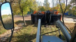 Привезли саженцы деревьев для города. Выгружаем саженцы с машин.