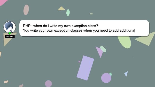 PHP : when do I write my own exception class? смотреть онлайн