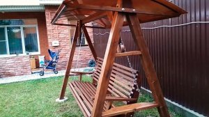 Настоящие деревянные Качели садовые, для дачи! С крышей. Под любой ландшафт.