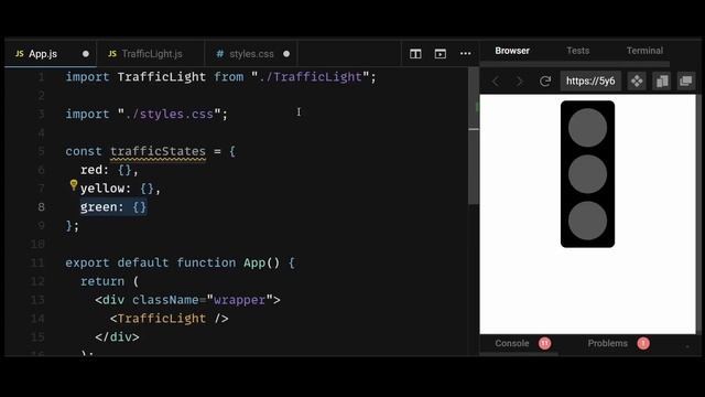 How to build a Traffic Light simulator (React Js Interview question) смотреть онлайн