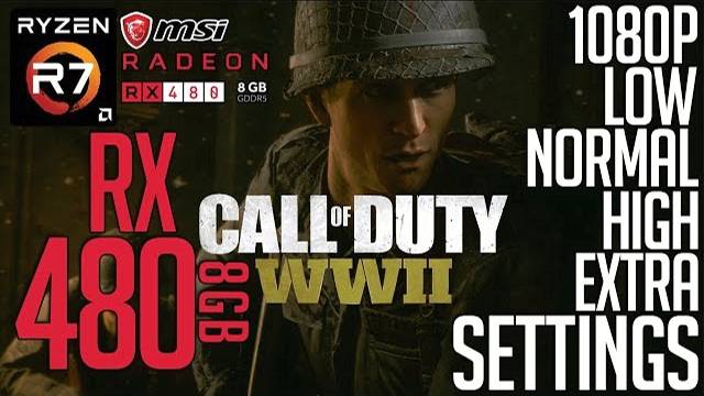 RX 480 On COD WW2! Low-Normal-High-Extra Settings 1080p FPS Benchmark Test!