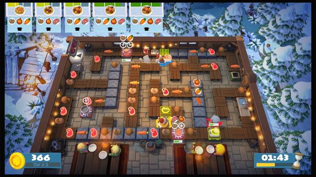Overcooked 1 Festive Seasoning Level 1-3 3 players 4 stars смотреть онлайн