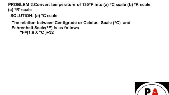 CONVERSION OF DIFFERENT TEMPERATURE SCALES AND NUMERICAL PROBLEMS
