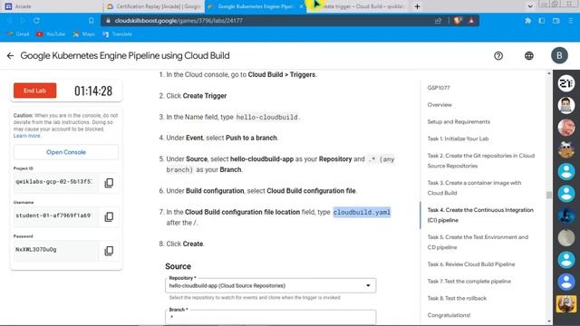 Google Kubernetes Engine Pipeline using Cloud Build || #qwiklabs #GSP1077 смотреть онлайн