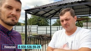 Красивая беседка четырехскатная профлист вальмовая, площадка бетонная, перила